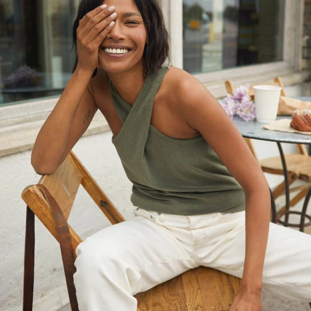 OUTERKNOWN Rewind Cross Tank Top - Olive Night medium